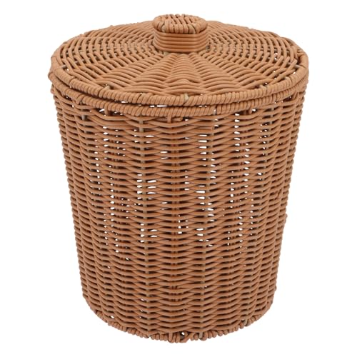 HEALSOPTHY Organizador del Hogar Cesta Redonda Tapa Cesta de Almacenamiento para Artículos Diversos y Ropa Adecuado para Sala y Baño Fácil Mantenimiento