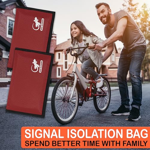 Image of Faraday Bag, Anti-Tracking GPS RFID Car Key Signal Blocker Wallet Shielding Pouch Protective Case for Cell Phone Car Key FOB, Data Privacy, Electronic Device Security (RED - NYLON)