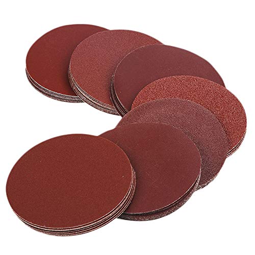 HIFROM 5 Inch Sanding Discs NO-Hole Hook and Loop 40 60 80 100 120 Grit Sandpaper Aluminum Oxide Random Orbital Sander Pads (50-Pack)