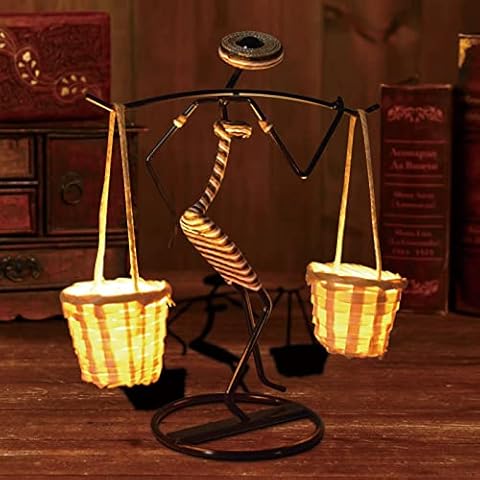 LynsaTac Creative Tea Candle Holder Tealight Holder with Bamboo Baskets and Candle Lights Cover