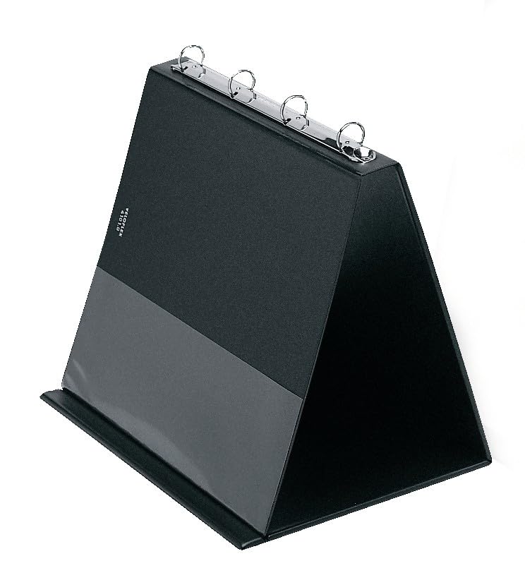 VELOFLEX A410108 Table Flipchart DIN A4 Landscape Black with 20 Document Sleeves Transparent Ring Binder Presentation 4-Round Ring Mechanism 20 mm - Image 2