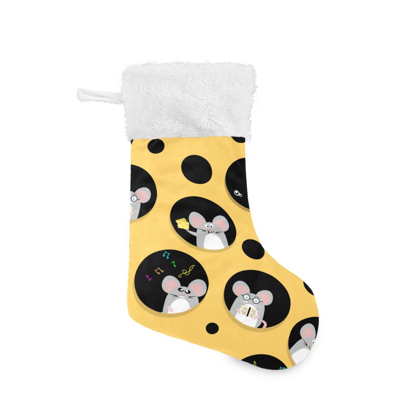 Chaussette de Noël rat blanc Kigai peluche 45 cm pour décoration de fête festive