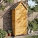 COSTWAY Gartenschrank Holz, Geräteschuppen mit abschließbarer Tür, 4 abnehmbare Regalböden, Luftventil & geneigtes Metalldach, Outdoor Gerätehaus für Terrasse, Garten & Balkon