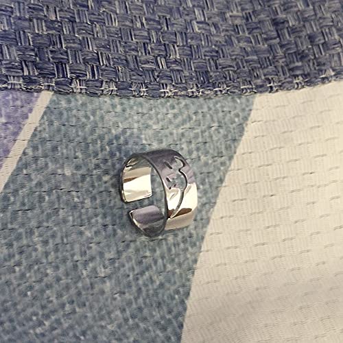 Matching Promise Open Rings for Couples Heart Dinosaur Lightning Statement Engagement Wedding Adjustable Ring Band Sets for Him and Her High Polished Comfort Fit Anniversary Valentine's Day Gifts4