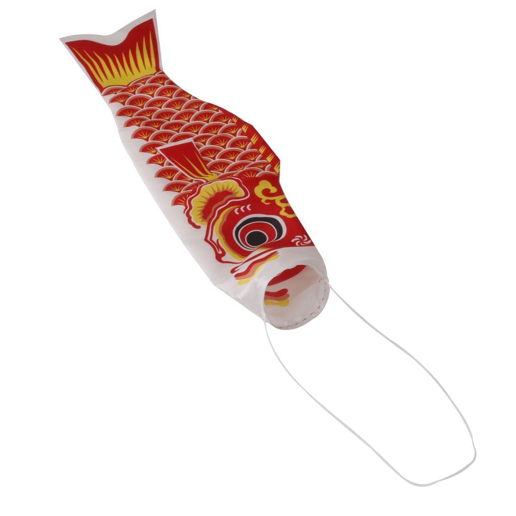 Koi Nobori Japanese Carp Wind Sock, Satin, Waterproof, Outdoor Decoration, Children's Day Flag, (Red, 55cm)