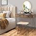 KOTEK Vanity Table Set with Lighted Mirror, Makeup Vanity Desk w/Cushioned Stool, 3-Color Touch Screen Dimmable Mirror, 2 Drawers, Makeup Organizer, Dressing Table for Bedroom (Rustic Brown)