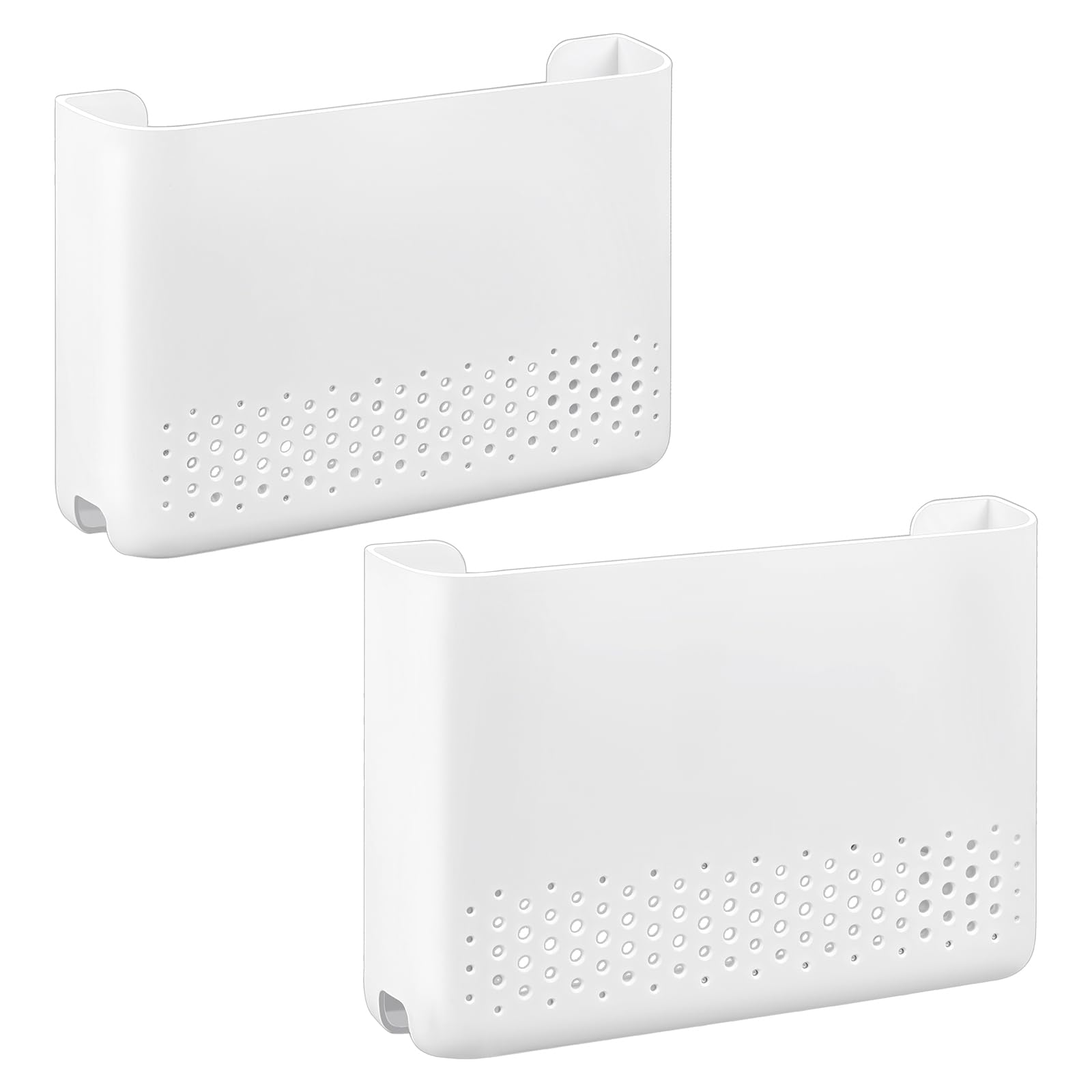 2 x Wandmontierter Router-Aufbewahrungshalter, Standard-Routerbox, kein Bohren, weiß, Kabelmanagement, Steckdosenleisten-Organizer, Aufbewahrungsschrank für Wohnzimmer, Schlafzimmer