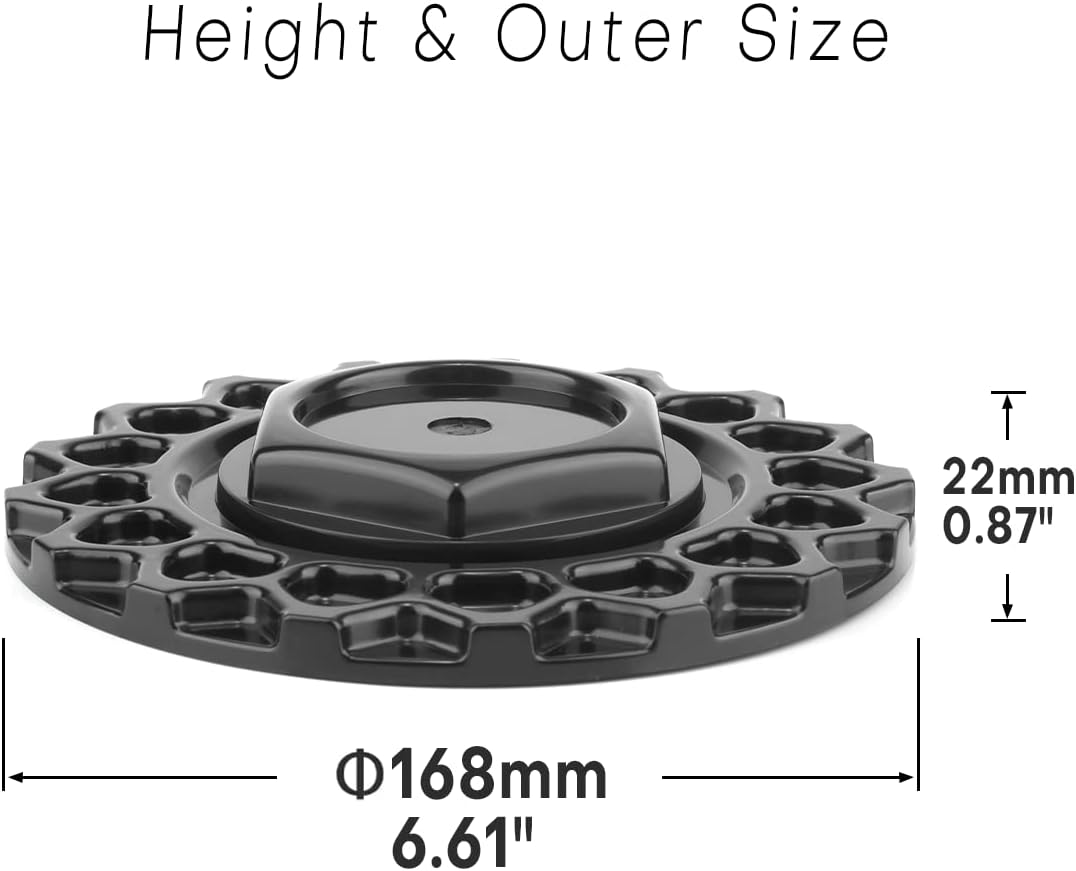 168mm 6.61in Wheel Center Caps for BBS-Style 09.24.004 09.24.028 Wheel Center Hubcaps, 4 Pack Black Center Cover Replacement