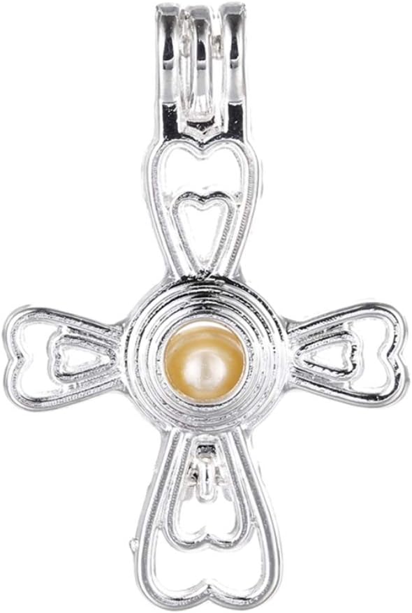 10pcs Silver Pearl Cage Locket Pendants, Essential Oil Diffuser DIY Necklace Bracelet Jewelry Making Craft, Bulk Beads Aromatherapy Diffuser Charms Gifts for Women Girls