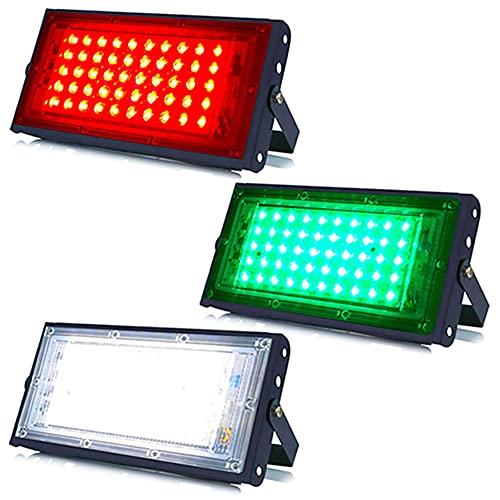 Image of MLD BL2431 20w Led Flood Lights IP66 Waterproof Indoor Outdoor Led Brick Focus Street Light Multi Color Combo Set | Red, Green, White| Pack of 3