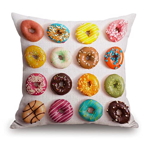 TSSOHU Outdoor Patio Throw Pillow Cover Colorful Donuts Farmhouse Décor