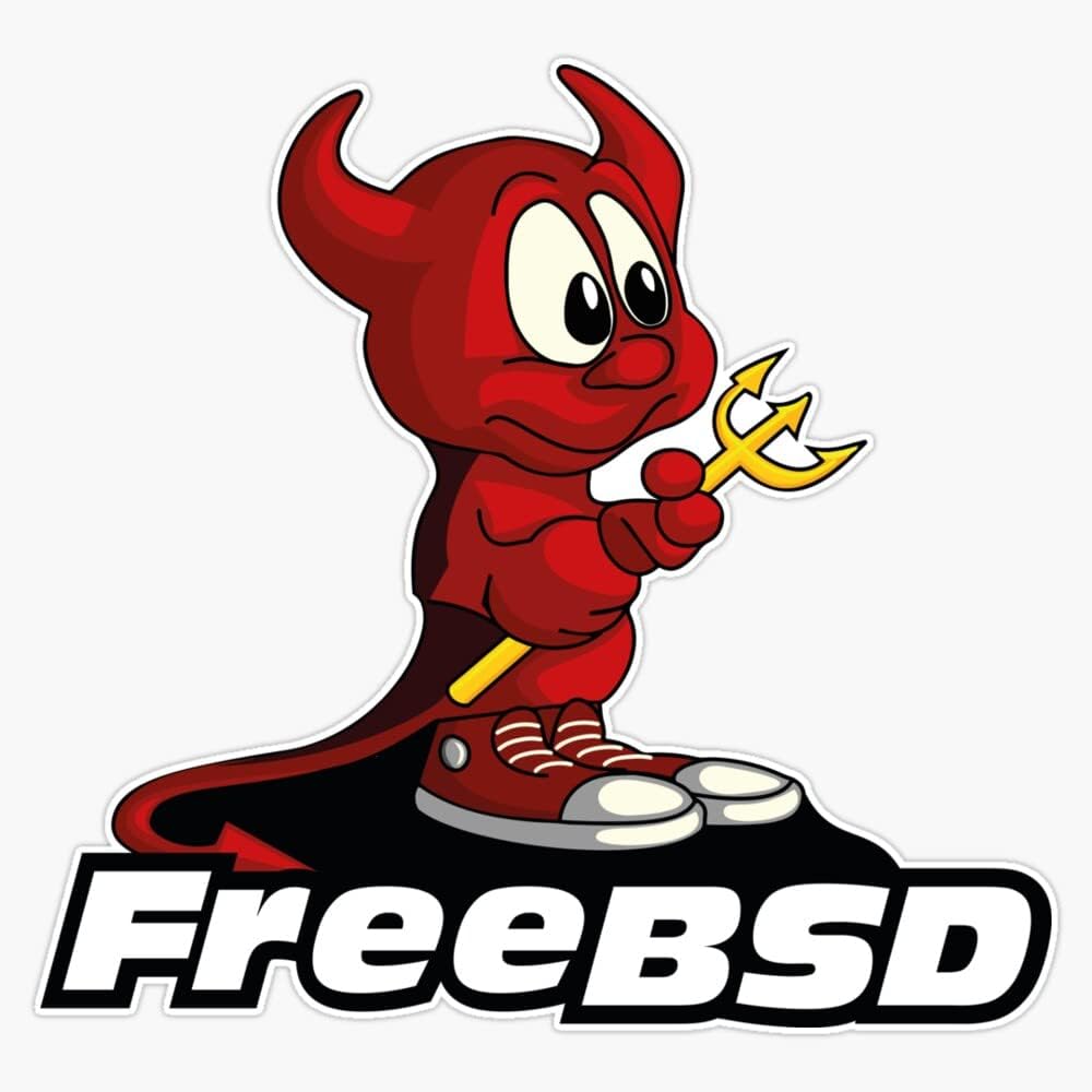 Beastie (FreeBSD) + Text Sticker Vinyl Bumper Sticker 6 Mil Thick - Size 5"