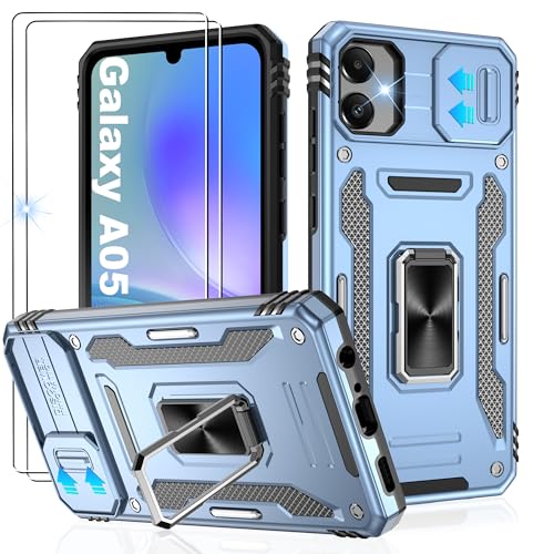 Coque antichoc Galaxy A05 bleue : protégez l'écran et la caméra des chutes
