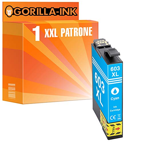 Gorilla-Ink 1 Cartucho de Tinta XXL Compatible con Epson 630 XL 603XL Cyan | Adecuado para Epson Expression Home XP-2100 XP-2105 XP-3100 XP-3105 XP-4100 XP-4105