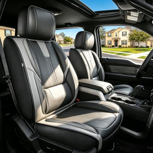 Housses de siège en cuir imperméables Ford F150 F250 F350, ensemble complet noir gris
