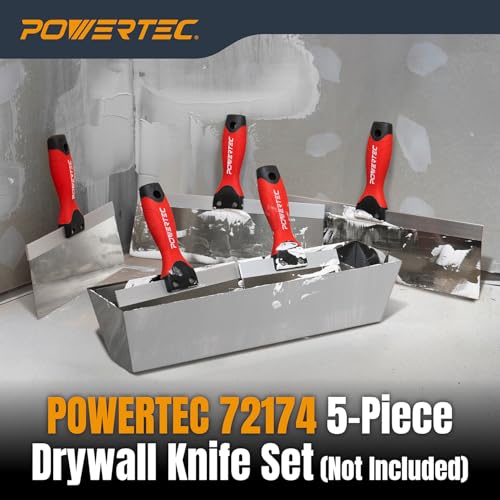 Image of POWERTEC 14 inch Stainless Steel Mud Pan, Drywall Tapping Repair Tool, Compound Holder (72205)