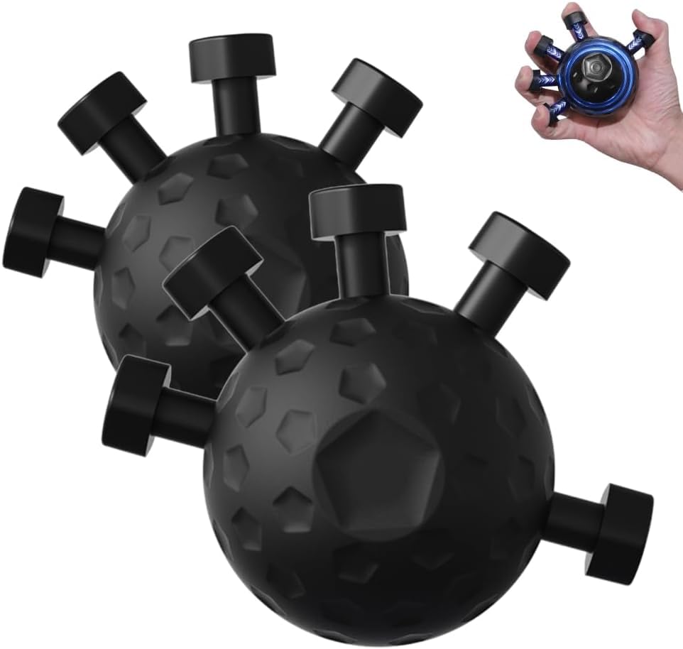 Finger grip strength enhancer, finger muscle trainer, ball silicone grip strength trainer, hand adjustable finger grip strength trainer, grip strength enhancer (Black-2 PCS)