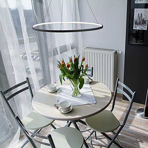 Lightinthebox Modern Led Chandelier 31.5" Ring Pendant Light Fixture Dimmable With Remote Control Minimalist Halo Dining Hanging Light Fixture Black For Living Room Dinning Room Bedroom (80Cm) #TOP1