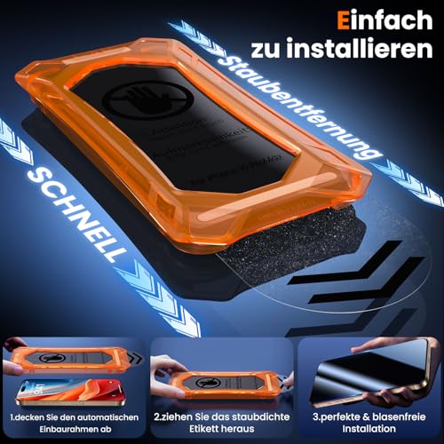 UniqueMe für iPhone 16 Pro Max für Panzerglas Sichtschutz - 2 Stück – Ansicht 6