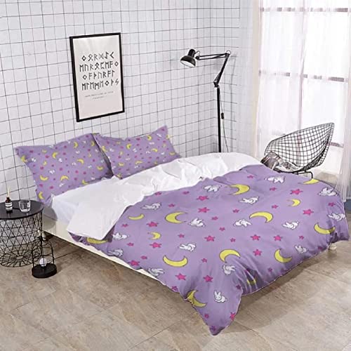 Usagi Blanket Moon Starduvet Cover Pillowcase Printing 3D Single Double - Kid's Duvet Cover Set Bedding Bed Queen Bedroom,Suitable For Any Season（Queen 90 X 90 In） #TOP2