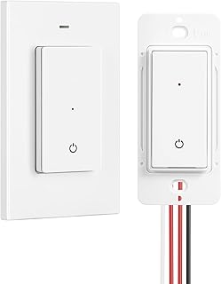 DEWENEILS Wireless Light Switch, 125V Wireless Light Switch and Receiver Kit with Magnetic Panel, 3 Way Wiring Method, Ideal for Ceiling Light, Fan, Lamp, 100FT Range, Neutral Wire Needed, FCC Listed