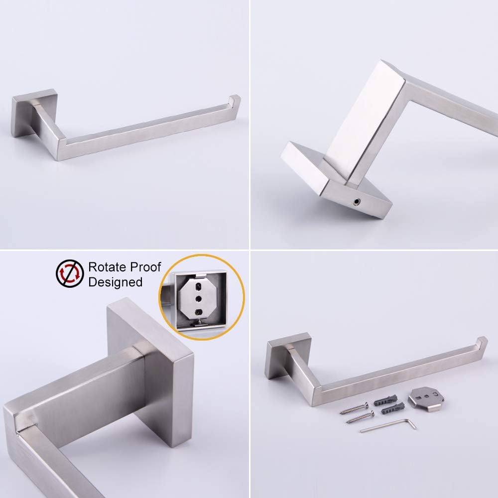 GERZWY 2-Piece Bathroom Hardware Set Contemporary Stainless Steel Wall Mounted - Towel Ring Toilet Paper Holder, Brushed Finish FG1656-2LS