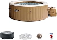 Intex PureSpa 28425EH 4-Person Inflatable Hot Tub with 120 Bubble Jets, Fiber-Tech Frame & Energy Efficient Cover - 77x28 Portable Spa