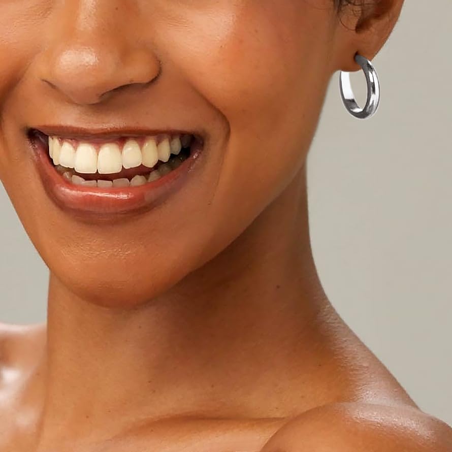 Jewlpire 14K Gold Plated 925 Sterling Sliver Post Hoop Earrings, 4MM/5MM Thick Non Tarnish Lightweight Hoop Earrings for Women Trendy 20/30/40/50/60/70mm - Image 2