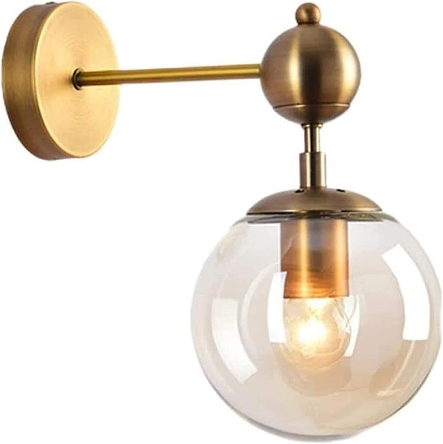 Jybnbbe Light Wall Industrial V-Intage Wall Sconce Brushed Brass Finish Modern Wall Fittings Retro Fixture With 4.7 Clear Glass Globe Shade Wall Lamp,Chandelier