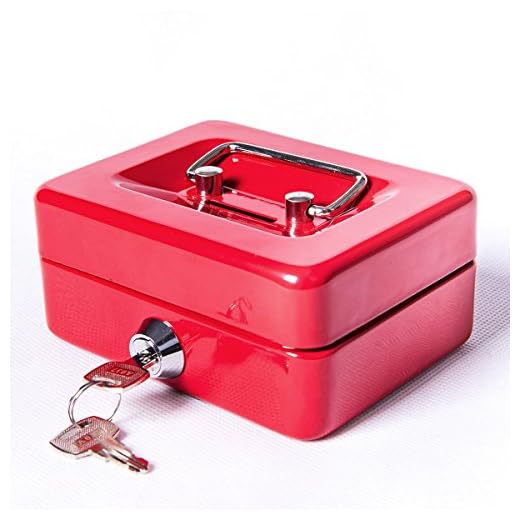 Jssmst Small Cash Box with Lock and Slot Metal Coin Bank Piggy Bank for Adults and Kids, Red(SMCB0303N)