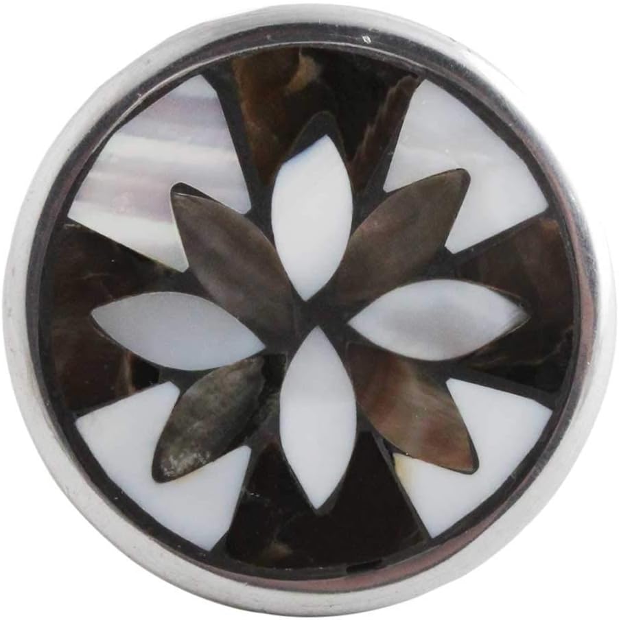 Indian Shelf Handcrafted 24 Piece Floral Multicolor Mother of Pearl Brass Drawer Knobs Dresser Handles Cabinet Pulls Farmhouse Finish