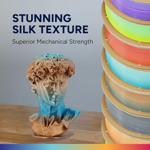Image of OVERTURE Silk PLA Rainbow Filament 1.75mm, Bi-Color Shiny PLA Finish, Smooth & Glossy, 1kg Spool (2.2lbs), Ideal for Cosplay Jewelry & Home Decor (Silk Copper Shore)