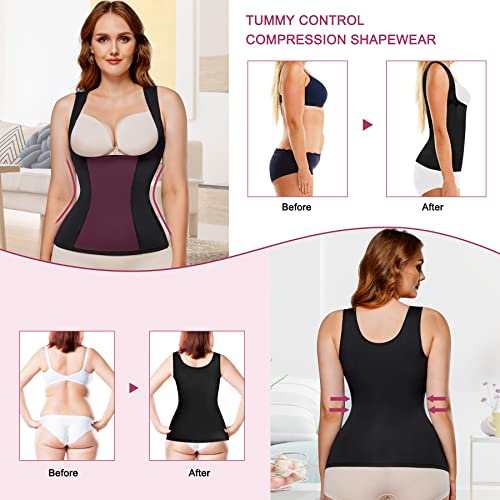 Micohpkle Shapewear For Women Tummy Control Waist Trainer Tank Top Body Shaper Fajas Post Surgery Compression Garment (Black, Large) #TOP2