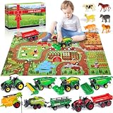 Oriate Bauernhof Traktor Spielset 34 teiliges Druckgussmodell Fahrzeugwagen...