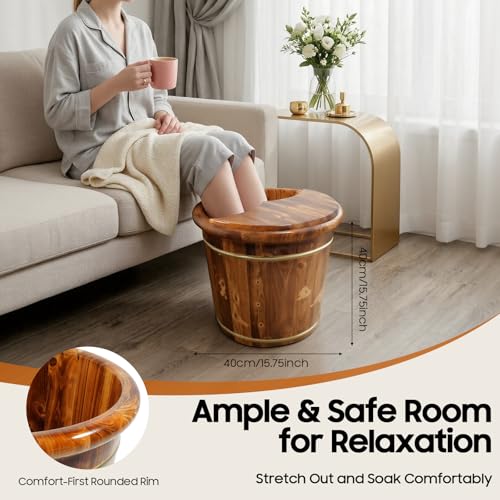 Cubeta de Madera para Pie con Tapa y Masaje miniatura 6