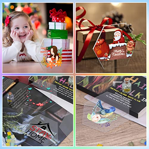 50 Stück klare Acrylplatten, 4 Zoll Transparente Sechseck Acryl Rohlinge Scheiben, Acrylscheibe Hexagon für Bilderrahmen, Glasersatz, Malerei, DIY Bastelanzeige Display