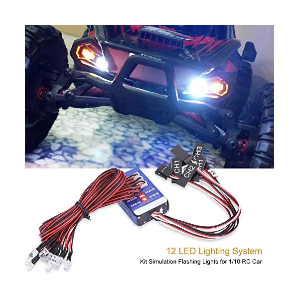 RC Auto LED Licht Set, 12 LED Beleuchtungssystem Kit Simulation blinkende Tamiya Lichter Speaker für 1/10 1/8 RC Auto Truck Crawler, DC5~12V Audio Equipment – Bild 4