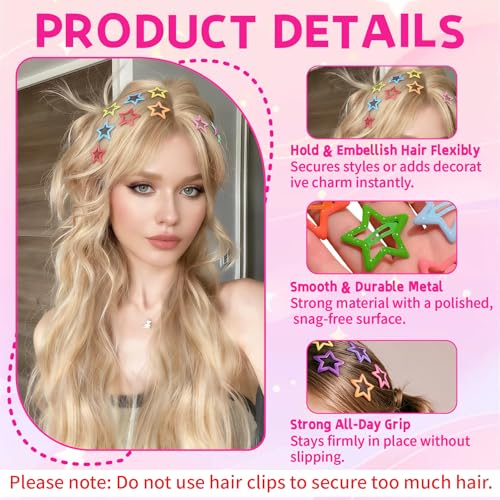 Set de 100 pinzas de cabello en forma de estrella coloridas miniatura 4