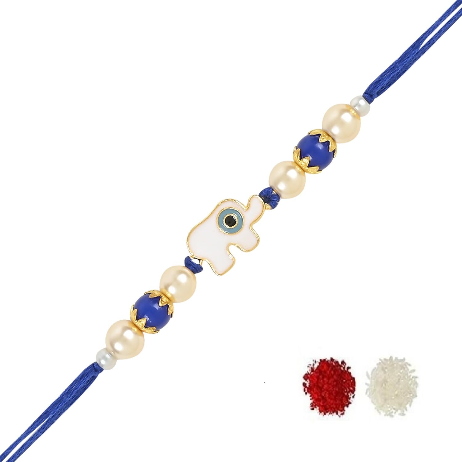 I Jewels White Enamel Evil Eye Elephant Design Rakhi With Roli Chawal & Rakshabandhan Card For Bhaiya/Brother/Bro/Men (R127) (B0CBKP1MBG) Amazon Price History, Amazon Price Tracker