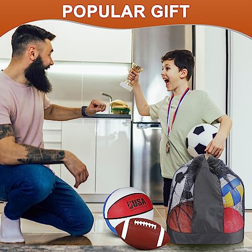 Lenwen 6 Pcs Sport Balls Set For Kids Teens, Include Official Size Basketball Football Soccer Ball With Sport Equipment Bags And Pumps For Training Practice Kids Teens Youth Game Gift #TOP5