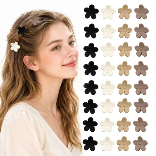 Ivyu Mini Flower Hair Clips Non-Slip Matte for Women All Hair Types
