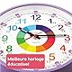 Kiddus Wanduhr für Kinder. Größe XL. 30cm Durchmesser. Analoger Zeitlehrer mit Zeitlernübungen. Stilles Uhr. Viele Sprachen. Model: Purple, Français