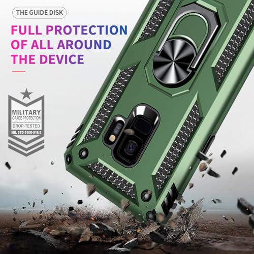 Coque Samsung S9 militaire avec anneau de support antichoc vert - 3