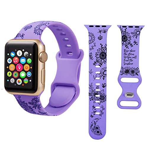 HZDK Compatible with Watch Bands 38mm 40mm 41mm 42mm 44mm 45mm,Unique Flower Engraved Watch Band for Watch Series 7 6 5 4 3 2 1 SE Women Men