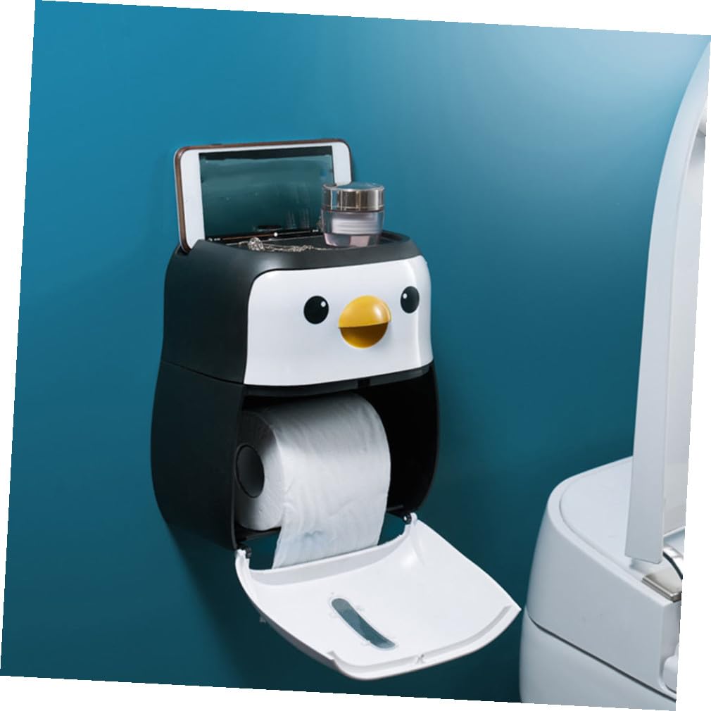 Ciieeo Kreativer Papierhalter aus Kunststoff in Weiß Praktischer Pinguin Form Einfach zu Reinigen Multifunktionale Papierbox für Haushalt und Hotel Badezimmer