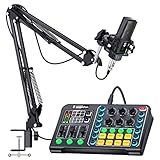 audio pc soundkarte 【Klare Klangqualität, Geräuscharm】Ein-Klick-Rauschunterdrückung, um die Klangqualität zu verbessern. Das Mikrofon mit Nierencharakteristik verfügt über einen integrierten DSP-Chip und eine hochwertige Stoßdämpferhalterung, die Hintergrundgeräusche und Störgeräusche durch Vibrationen erheblich reduziert, sodass Sie einen klareren, satteren Klang aufnehmen können. Die nierenförmige Richtcharakteristik nimmt den Klang frontal auf reduziert unerwünschte Geräusche von den Seiten und der Rückseite