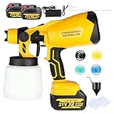 GEARWAVE Cordless Paint Sprayer with Battery 2X 5000mAh 21V, Spray Paint Gun with 5 Nozzles & 3 Spray Modes, 1000ML Container Electric Paint Sprayer for House Painting Furniture Cabinets Fence Wall