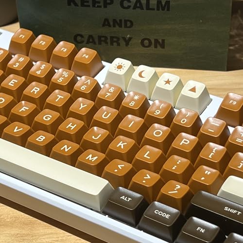 Image of Fogruaden PBT Keycaps Set, SA Profile Custom Keycap for Mechanical Keyboard Keycaps(SA Coffee)
