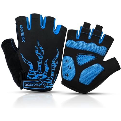 Nesirooh Guantes MTB Gel Medio Dedo Azul L
