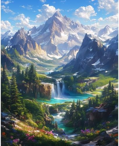 Landscape Paint by Numbers Kit for Adults Beginner Mountain Oil P...